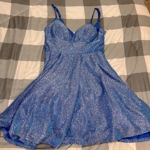 Blue sparkly flowy dress